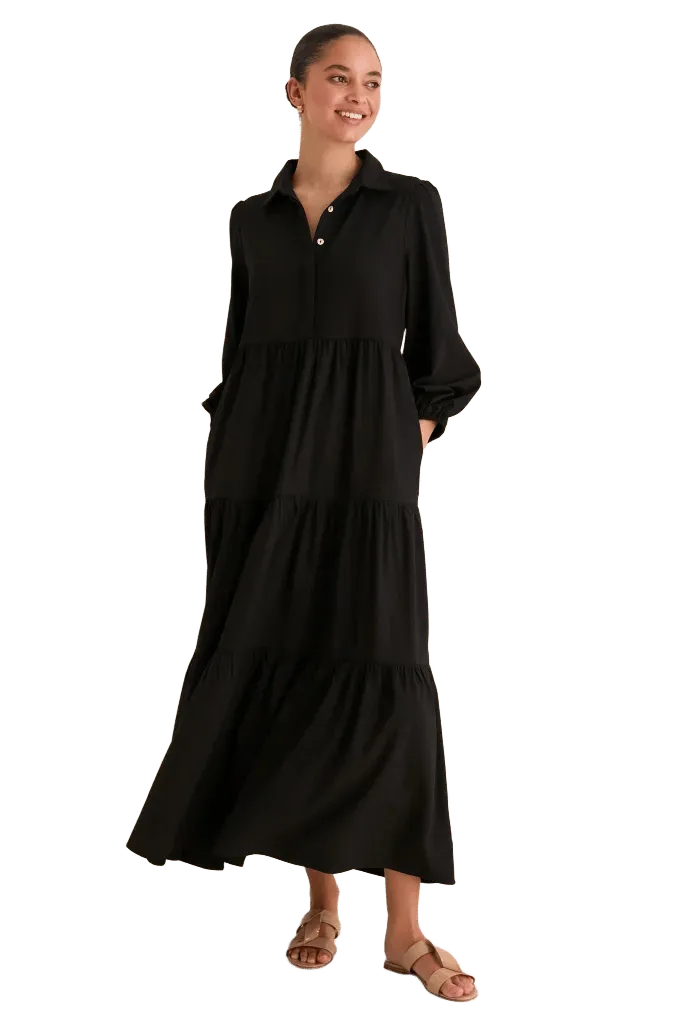 Black Crepe Mabel Maxi Dress