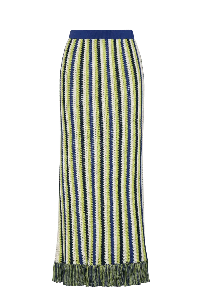 MISTI MIDI SKIRT | LIME GREEN - ELECTRIC BLUE