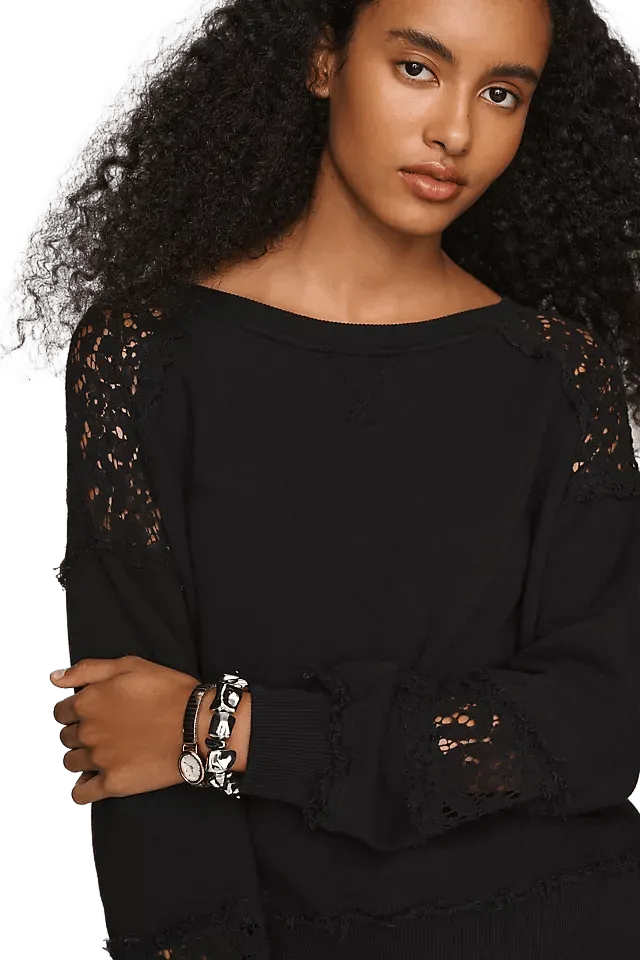 Wilt 100% Cotton Lace Long-Sleeve Top