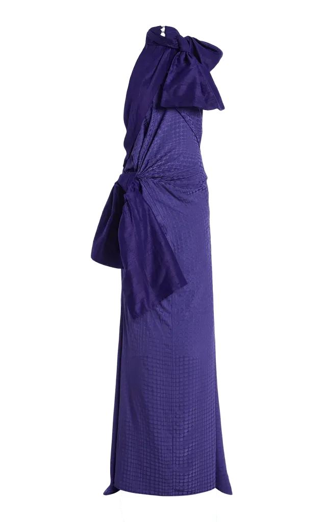 Double-Bow Jacquard Maxi Dress