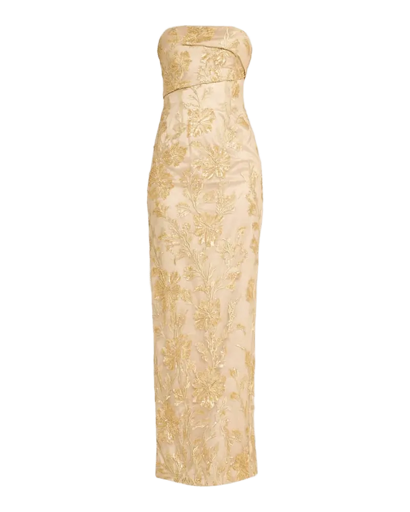 Embellished Floral Strapless Column Gown