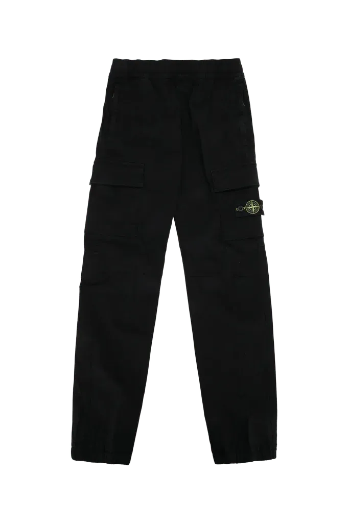 Stone Island Kids Logo-Patch Cargo Cargo Pants — Black