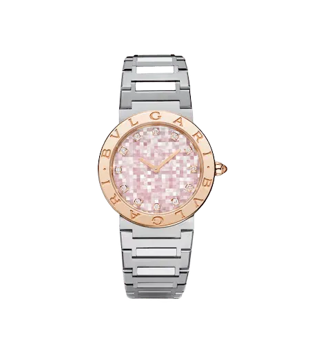 Bvlgari Bvlgari embellished 18kt rose gold and stainless steel watch