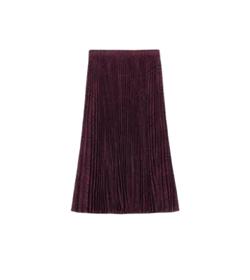 Pleated Wool Midi Skirt