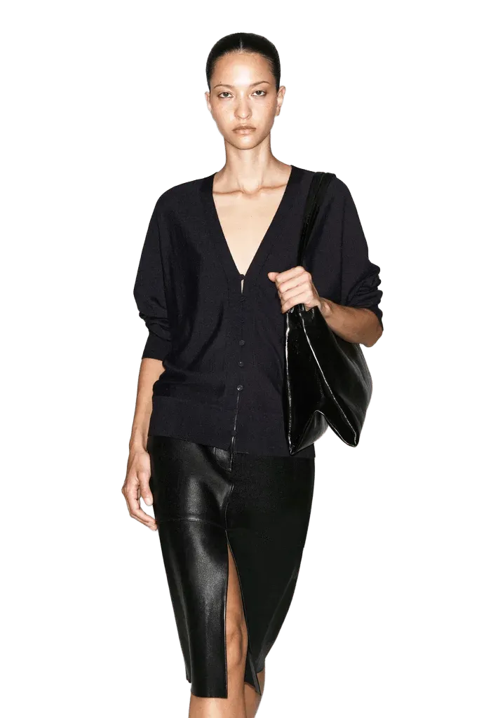 MERINO WOOL V-NECK CARDIGAN