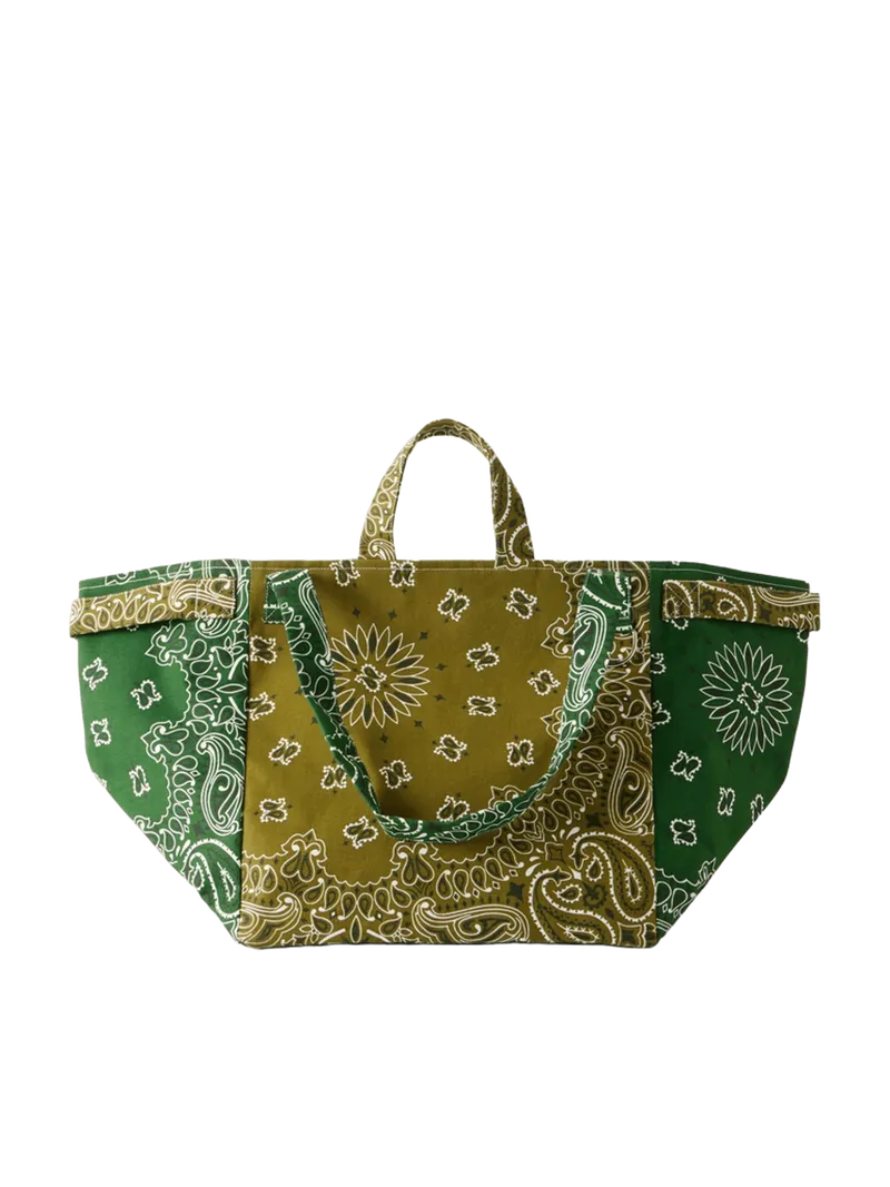 Trapèze patchwork paisley-print cotton-twill tote - green - One Size