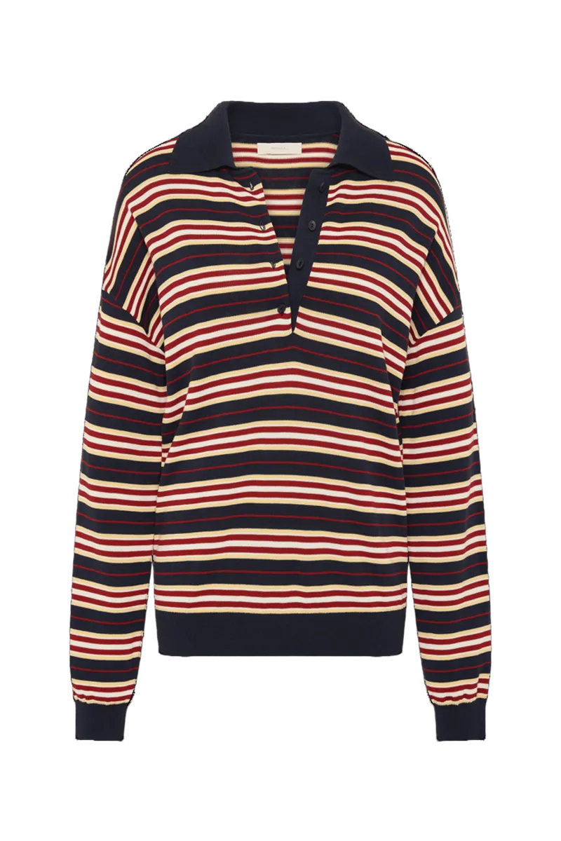 Harlow Oversized Polo Cila Stripe Navy