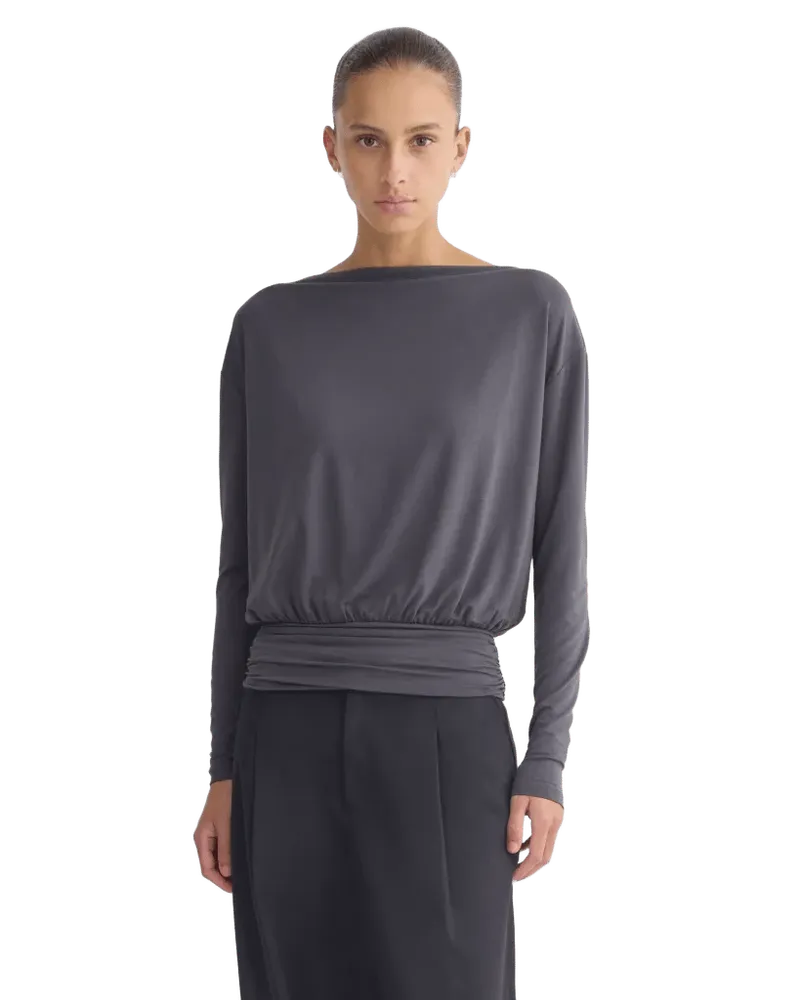 Drapey Jersey Slouchy Top | Graphite