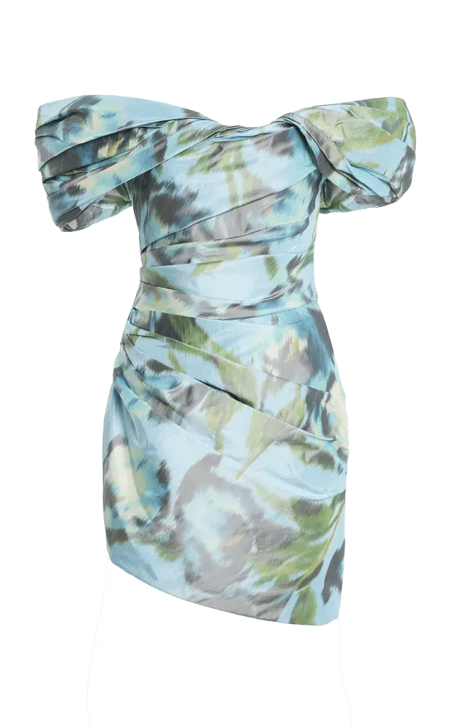 Off-The-Shoulder Silk Mini Dress