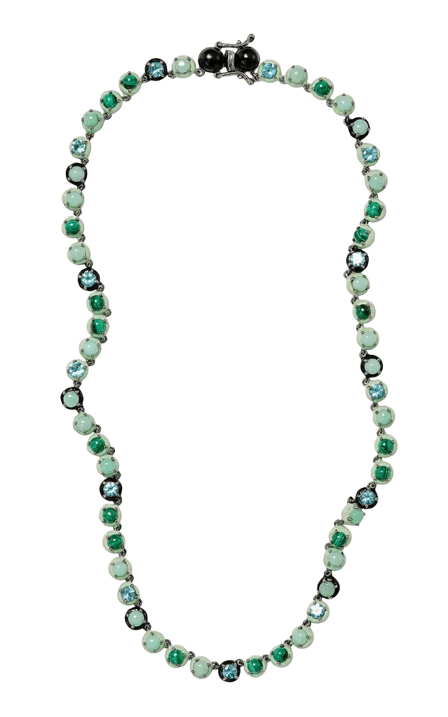 Small Georgian Sterling Silver Chrysoprase Riviere Necklace