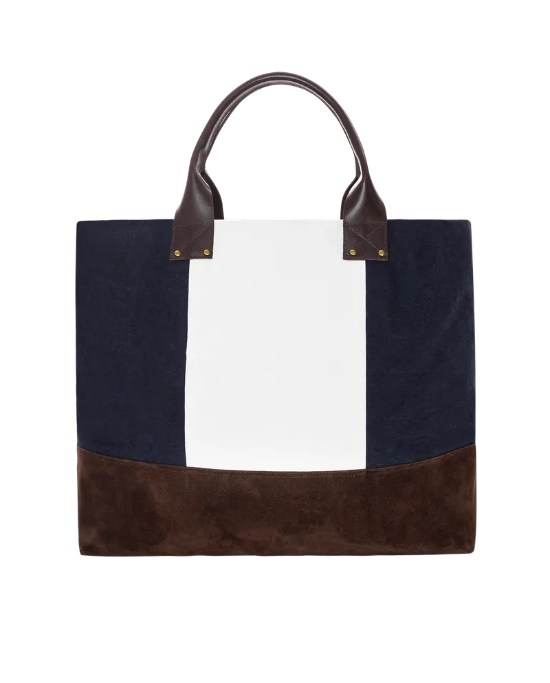 The Stripe Tote. -- Navy And White