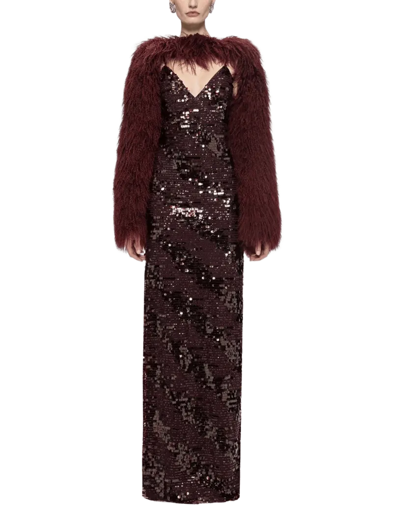 NISSA sequin-embellished backless maxi dress
