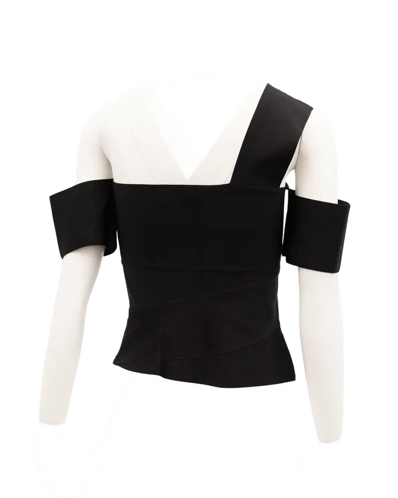 Alexander McQueen Off-Shoulder Ruched Viscose Blouse — Black
