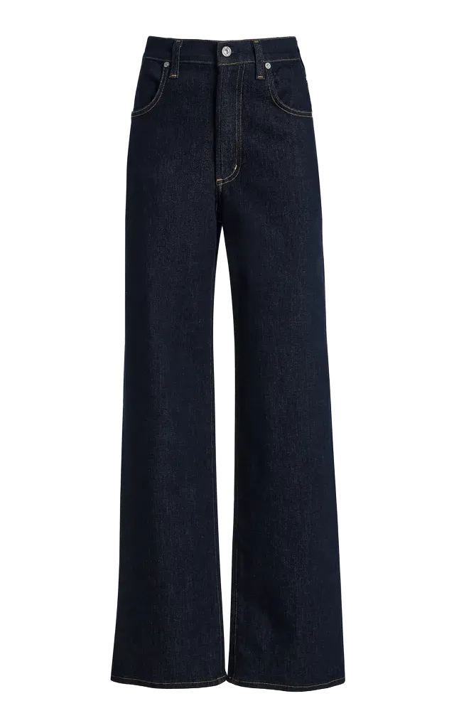 Annina Silk-Denim Mid-Rise Straight-Leg Jeans