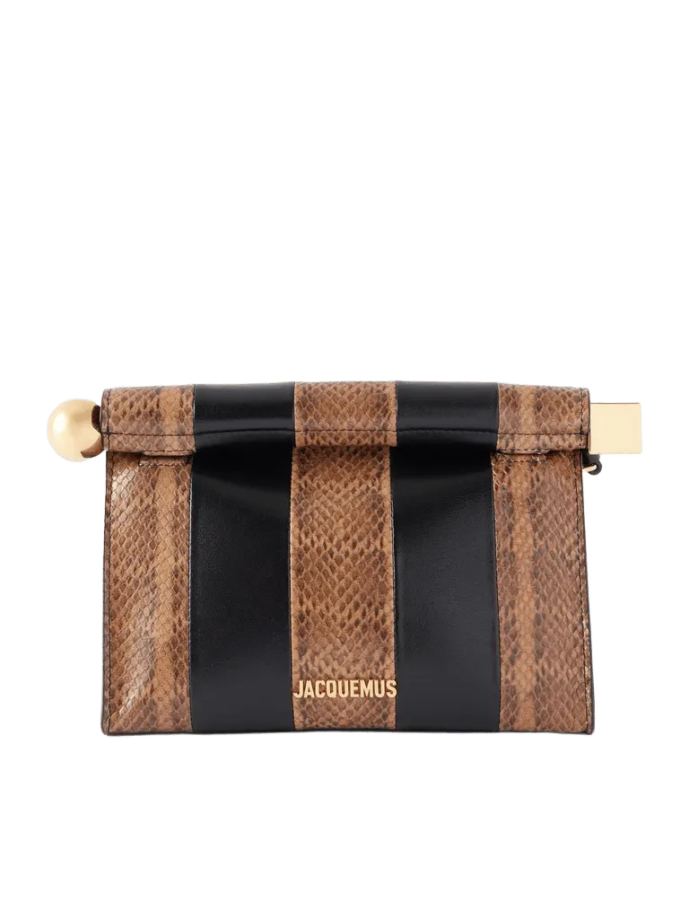 Le Sac Ronde Carré two-tone paneled snake-effect and leather clutch - multi - One Size