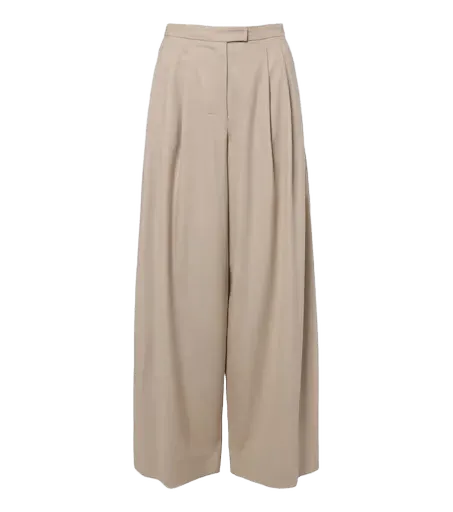 Pleated wool wide-leg pants