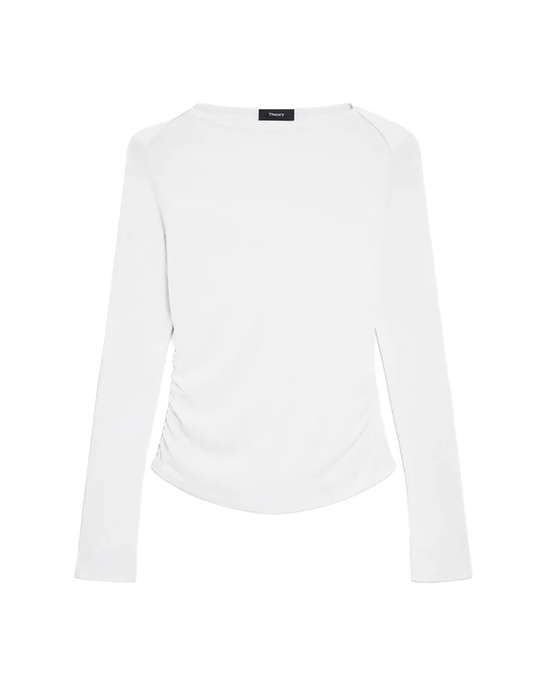 Ruched Long-Sleeve Tee in Soft Rib