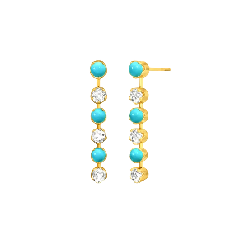 Turquoise and Diamond Victorian Fringe Earrings