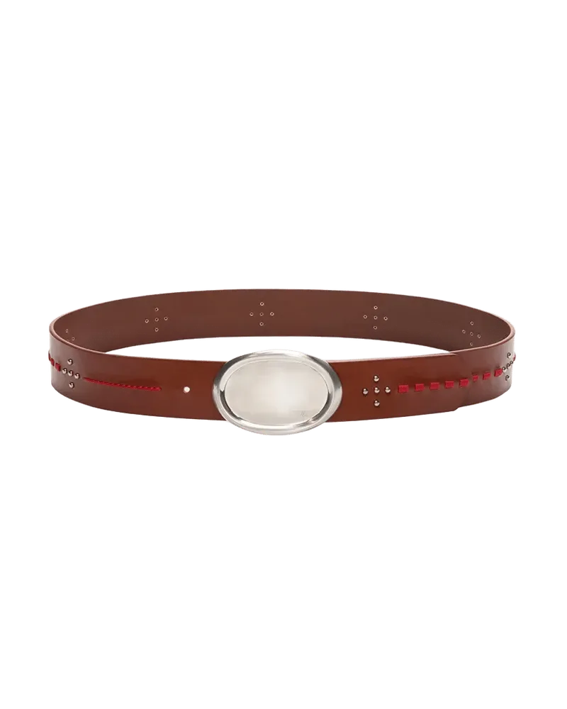 Buckle Bunny Belt with Stitch in Leather