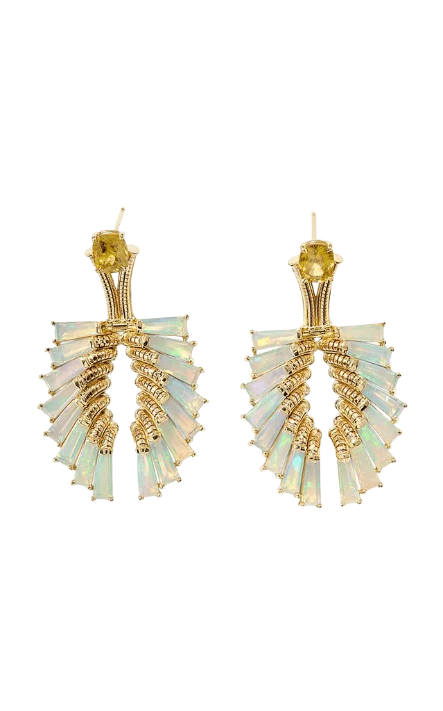 Swan 18K Yellow Gold Ethiopian Opal Earrings