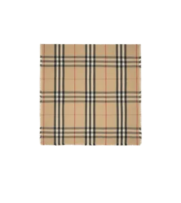 Wide Check Cashmere Scarf