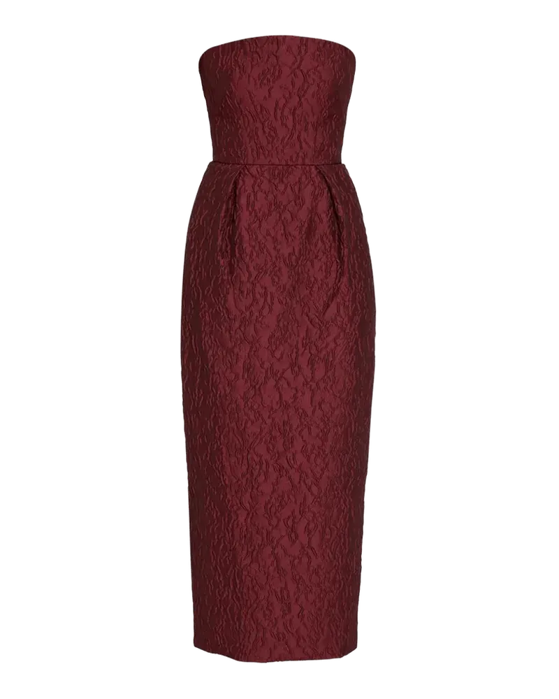Strapless Textured Jacquard Midi Dress