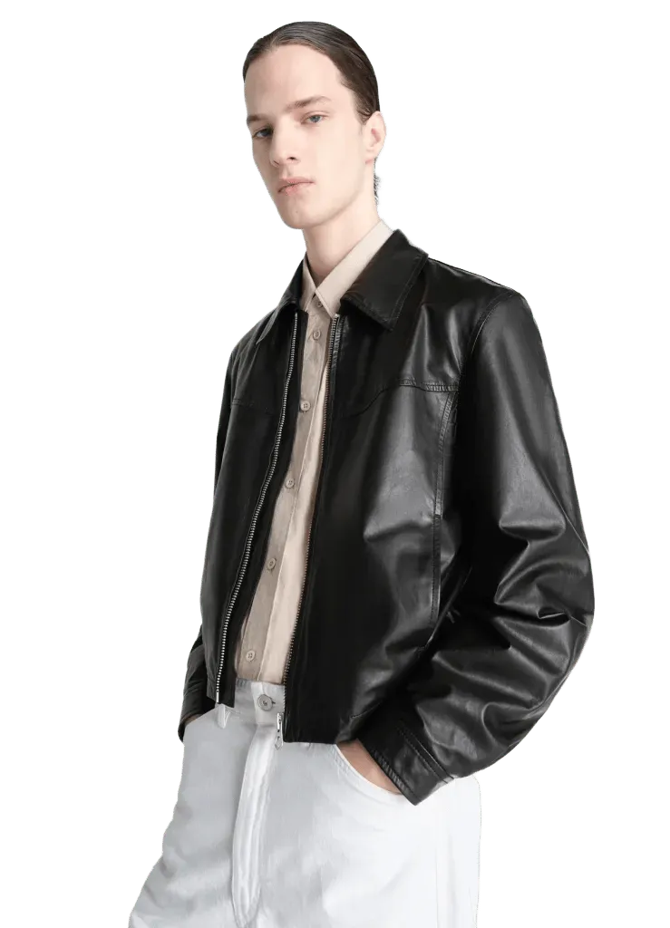 BIKER BLOUSON IN PAPER COW LEATHER