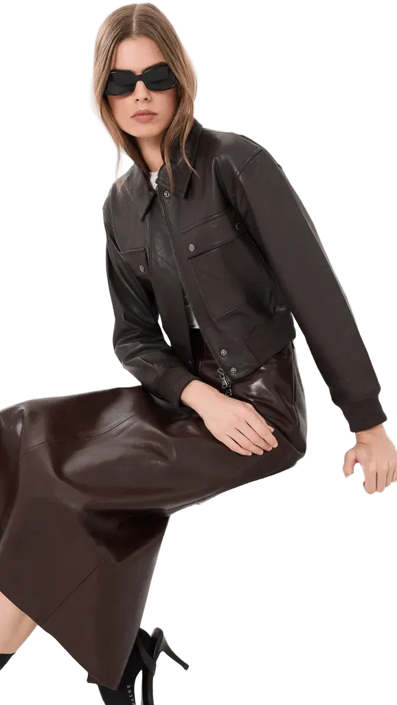 Clotilde Leather Bomber Jacket