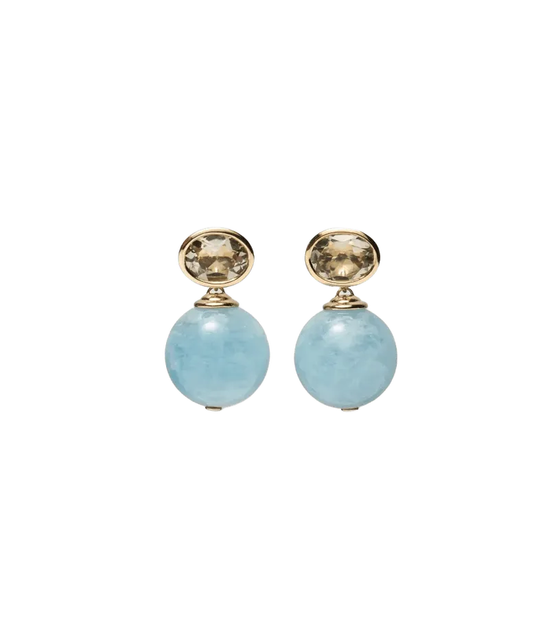 Bisou Earrings in Aquamarine & Green Amethyst