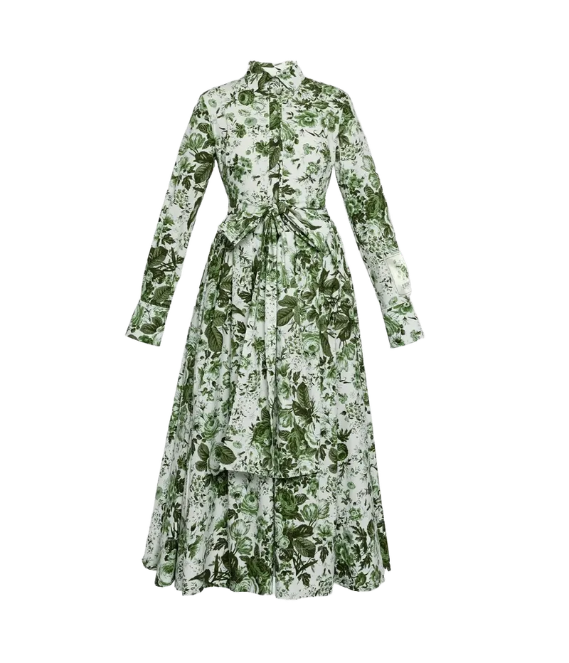 Floral Print Long Sleeve Shirt Dress