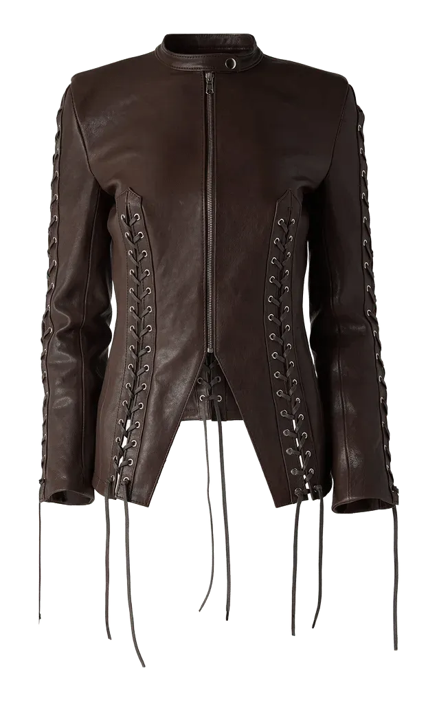 Eloise Lace-Up Leather Jacket