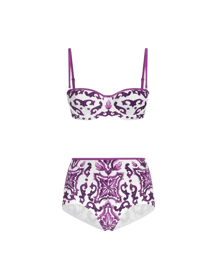 Majolica-print padded bikini