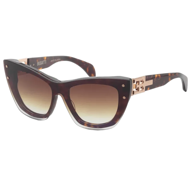 Bugatti 48LHAV Havana Tortoise Rose Gold Sunglasses — Brown