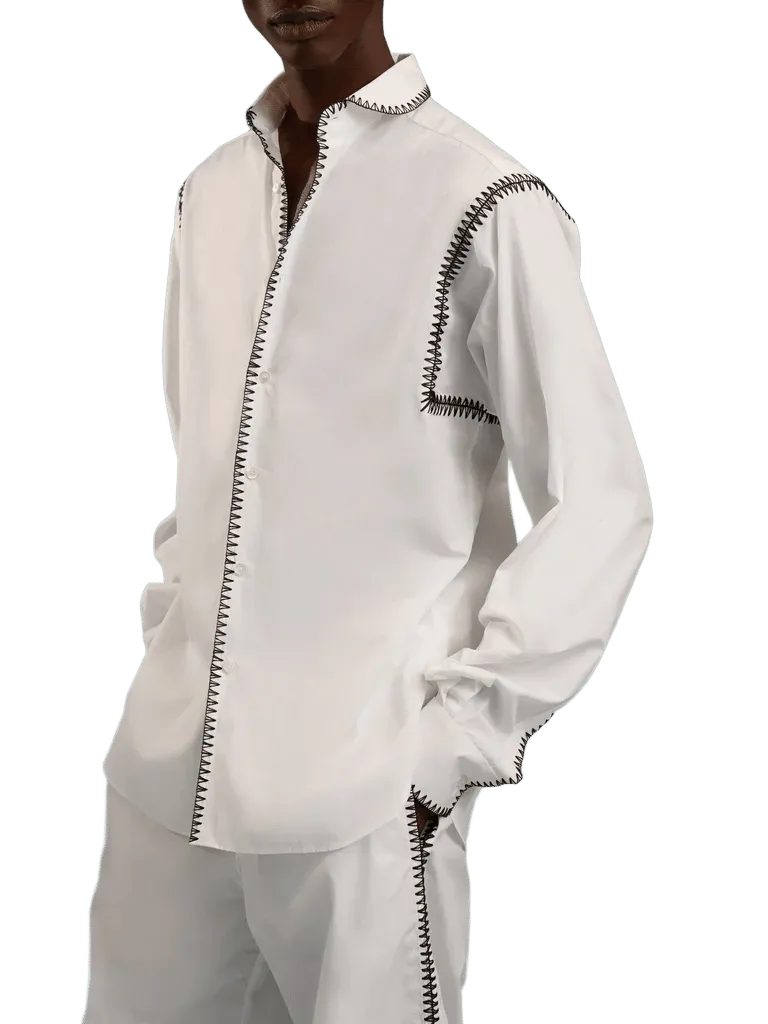 Men's Marocaine Hand-Embroidered Cotton Shirt