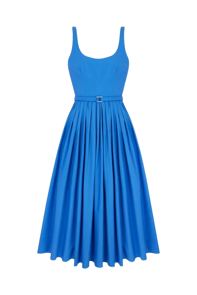Eglantine Dress in Blue Cotton Popclan