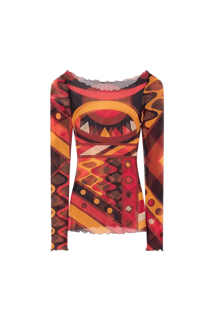 Vivara Print Tulle Top