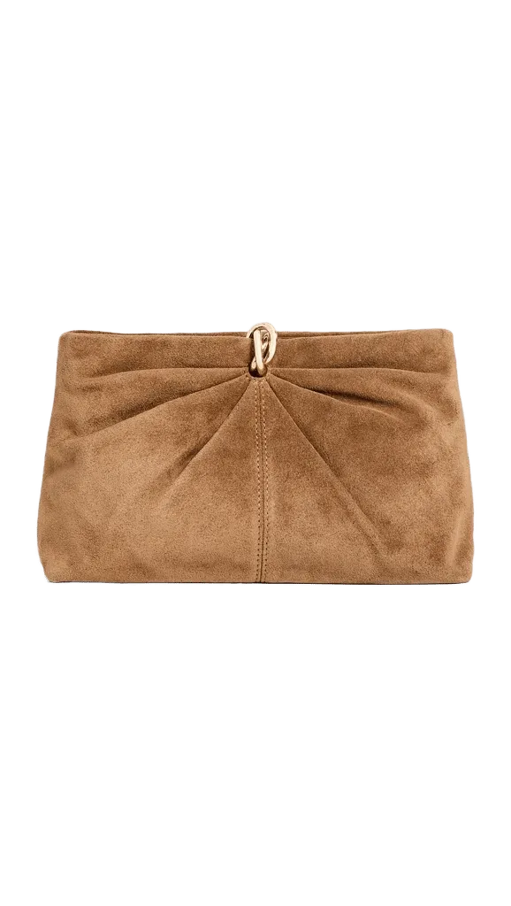 Corrine Gathered Multi Ring Suede Clutch