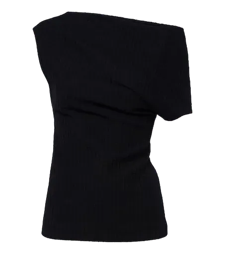 One-shoulder cotton top