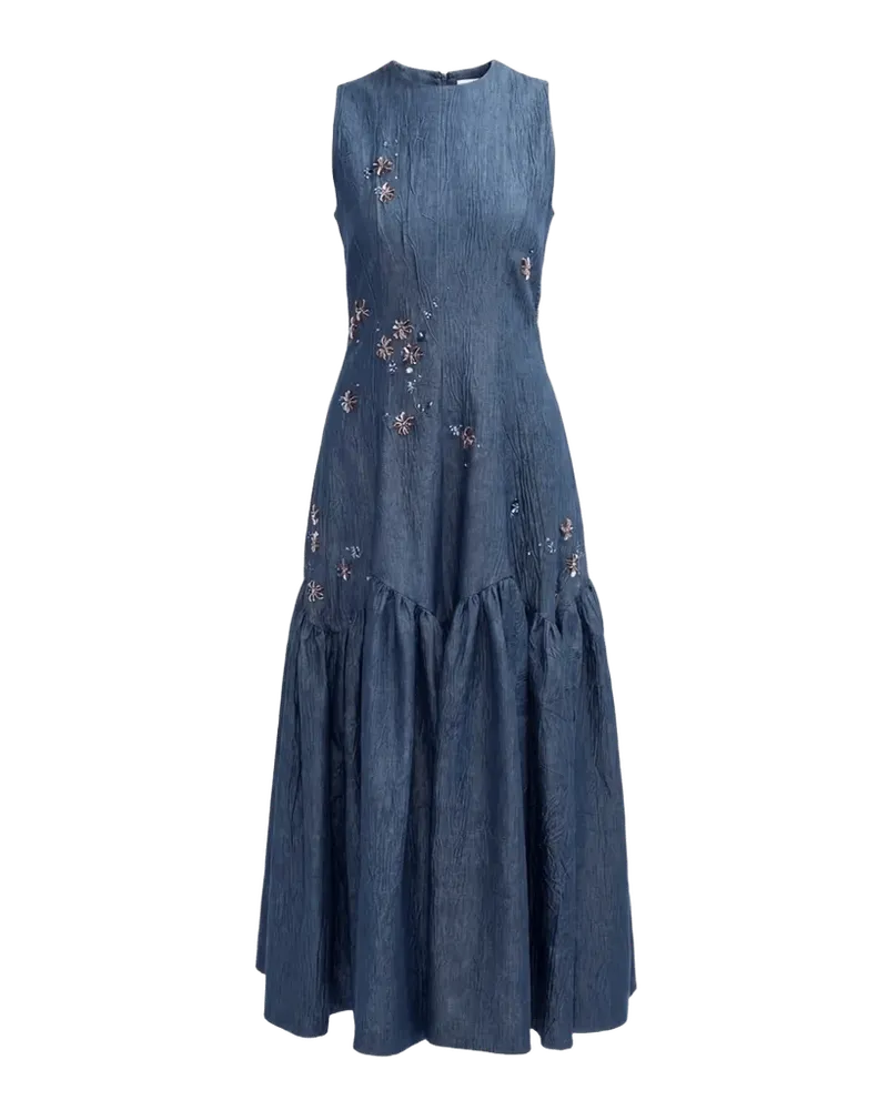 Nira Sleeveless Embellished Cotton Midi Dress