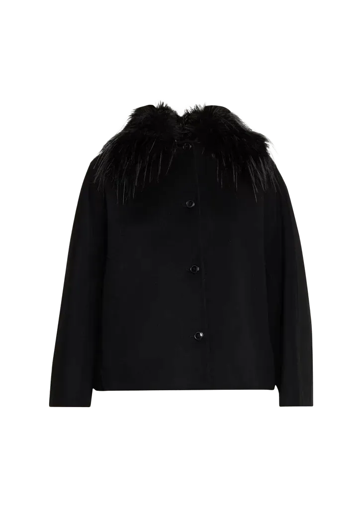 Rafe Faux Fur Collared Wool-Cashmere Jacket