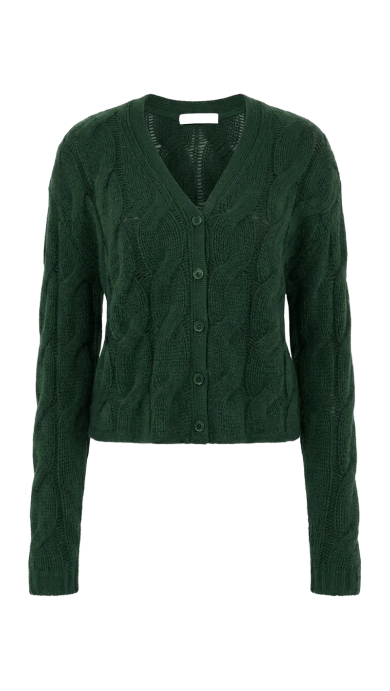 Jolie Cropped Cashmere Cable Cardigan