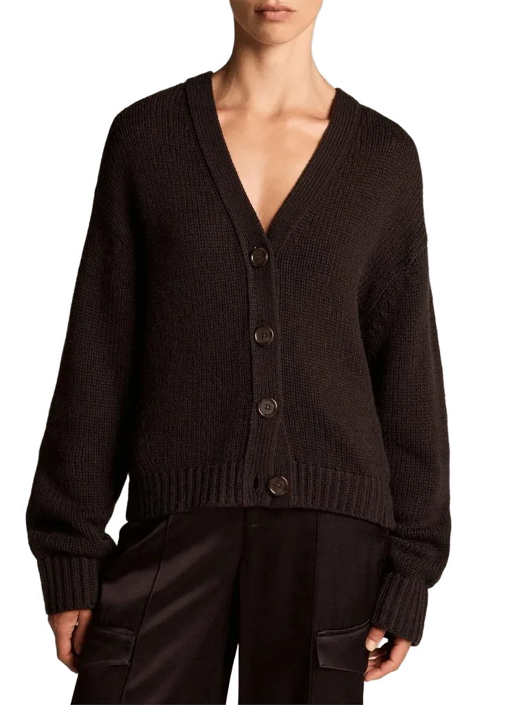 Wool-Cashmere Boxy V-Neck Cardigan