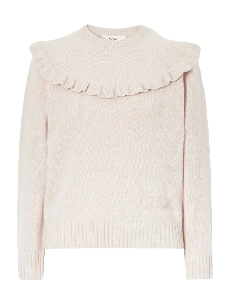 Ruffled cashmere and wool-blend sweater