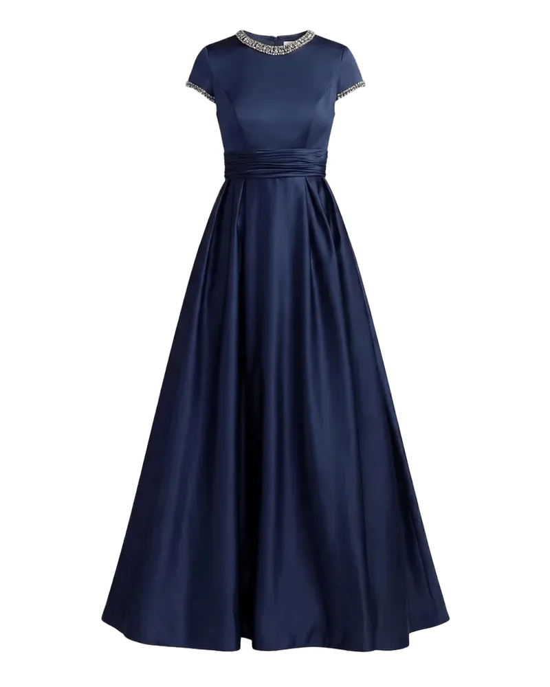 Embellished Satin Cap-Sleeve Gown