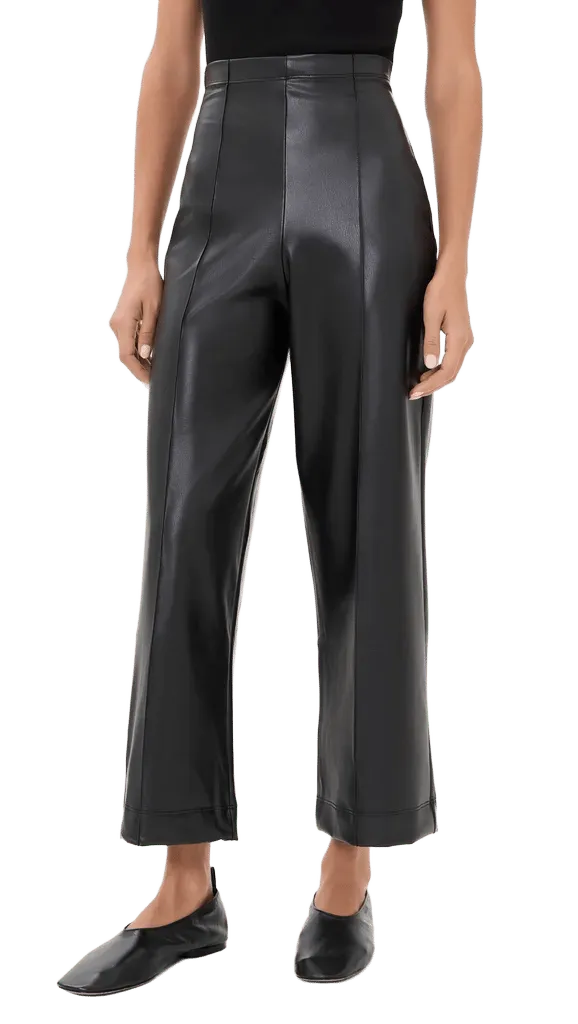 Cropped Vegan Leather Straight Leg Pants