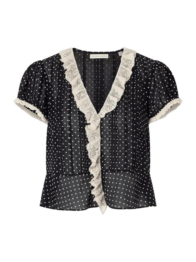 Orella lace-trimmed organic cotton-voile blouse