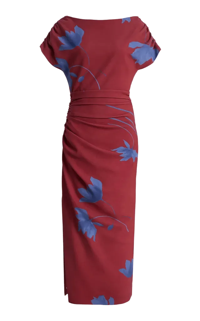 Exclusive Heather Floral Printed Crepe Dress