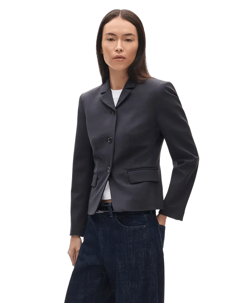 High-button blazer in wool blend