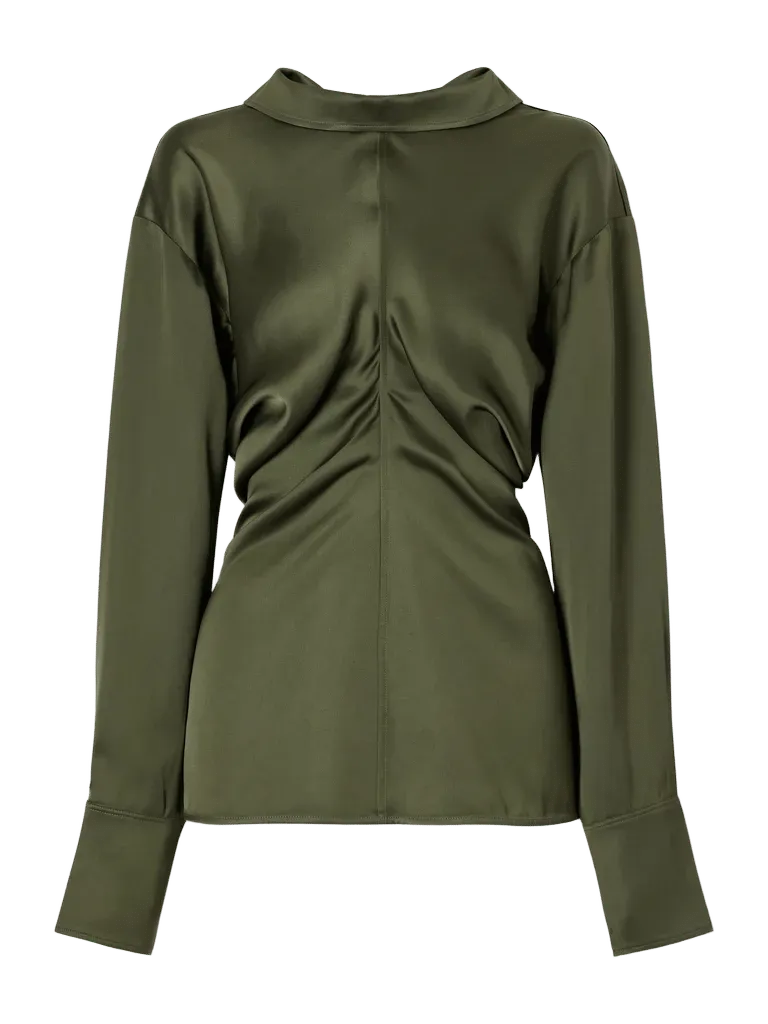 Slouch draped satin blouse