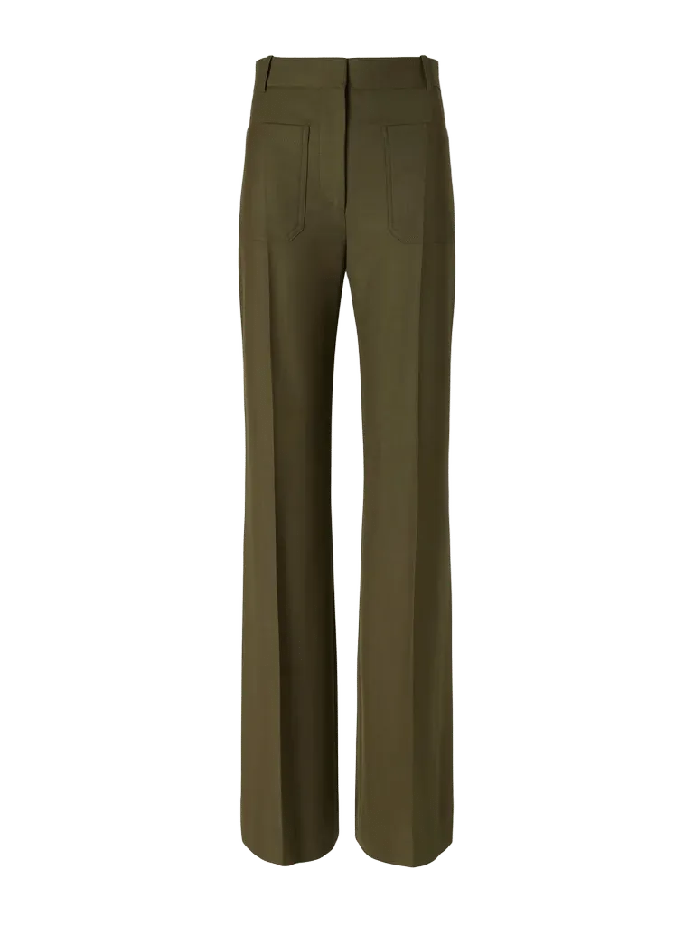 Stretch wool-blend high-waist flared pants